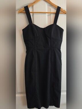 Fever City Black Sheath Dress | Size US 4 | Classic Midi Dress